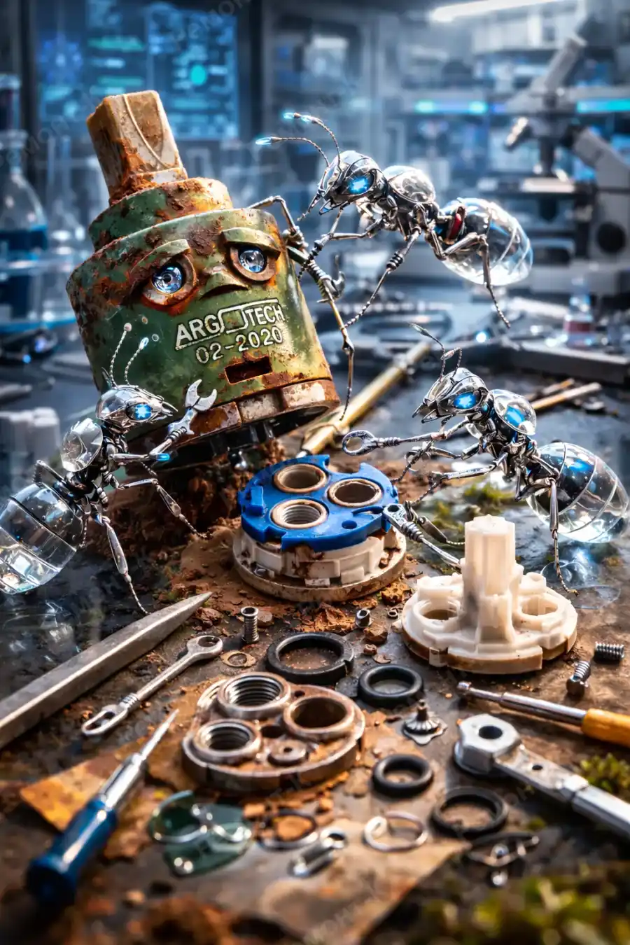 Замена картриджа смесителя